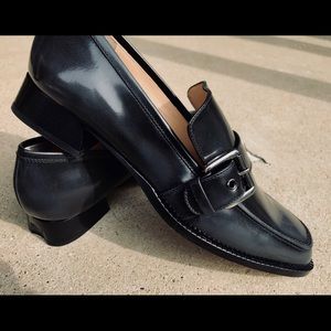 M. Gemi black leather buckled loafer